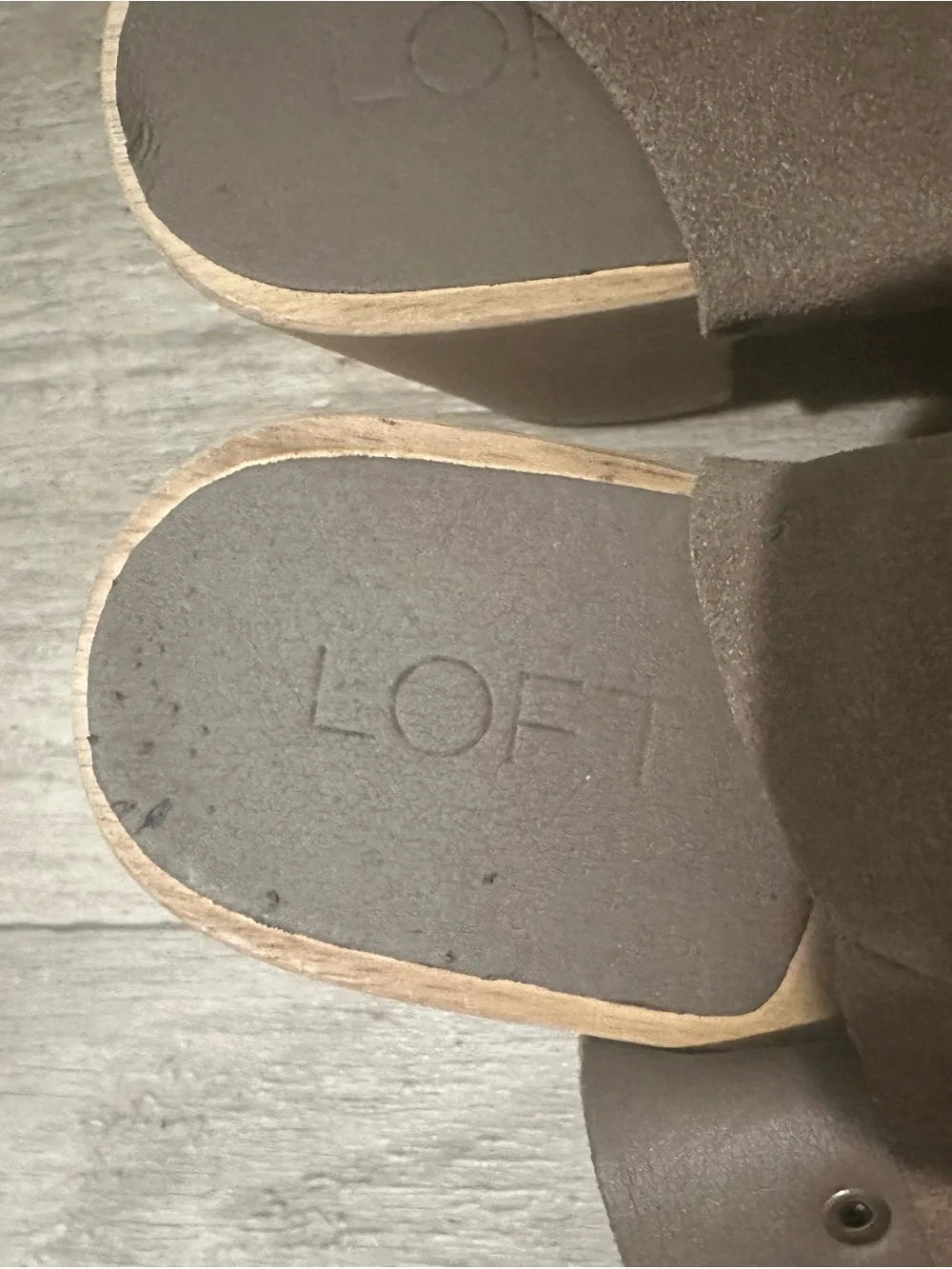 LOFT Brown Suede Leather Wood Platform Clog Sandals Women’s Size 11
